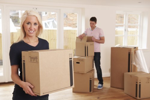 Packed boxes and furniture ready for local storage in Croydon