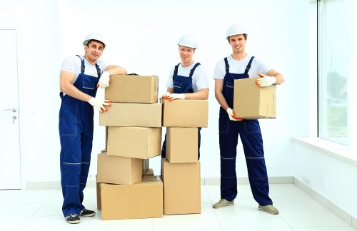 Packed business items ready for transport during a Croydon relocation