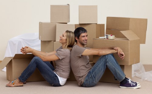 Organised removal boxes stacked for residential or commercial packing in Croydon