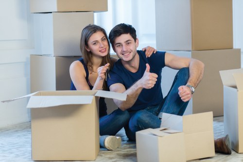 Packed boxes and furniture ready for a Croydon flat relocation